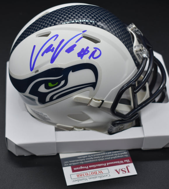 Uchenna Nwosu Seahawks Flat White Mini Helmet JSA COA