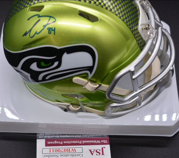 Colby Parkinson Seahawks Flash Green Mini Helmet JSA COA