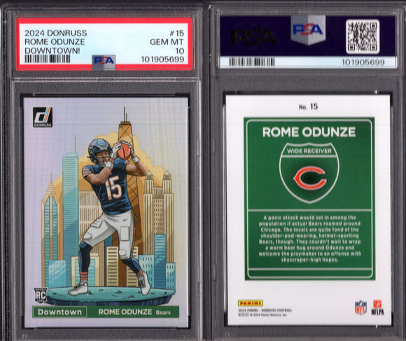 2024 Donruss Downtown! #15 Rome Odunze PSA 10