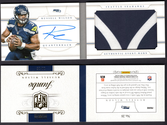2013 National Treasures Jumbo Jerseys Autograph Prime Booklet Russell Wilson /25