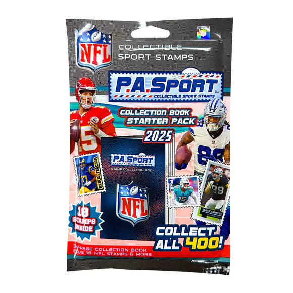 2025 NFL P.A. Sport Collectable Sport Stamps Collection Book Starter Pack