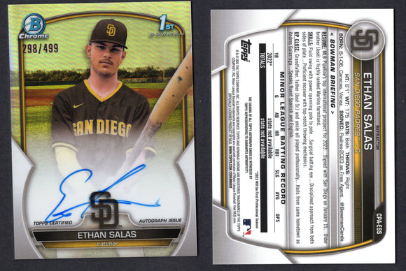 2023 Bowman Chrome Prospect Autographs Refractors #CPAESS Ethan Salas Auto /499 (NM-Near Mint)