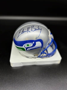 Edwin Bailey Seattle Seahawks Signed Throwback Mini Helmet