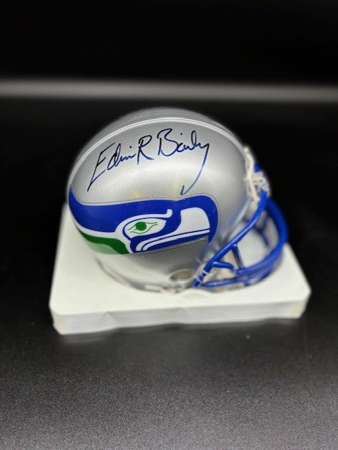 Edwin Bailey Seattle Seahawks Signed Throwback Mini Helmet