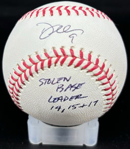 Dee Strange Gordon Signed MLB Baseball w/ 14,15, + 17 Stolen Base Leader Inscription JSA