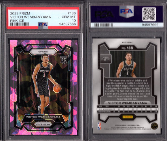 2023-24 Panini Prizm Prizms Pink Ice #136 Victor Wembanyama PSA 10