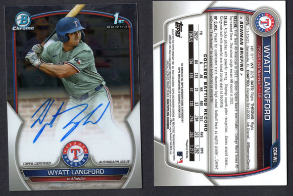 2023 Bowman Chrome Draft Autographs #CDAWL Wyatt Langford (NM-Near Mint)
