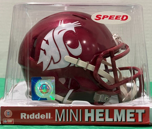 WSU Washington State University Cougars Mini Helmet Crimson w/ White Logo Unsigned