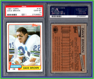 PSA 10 1981 Topps #167 Dave Brown Seattle Seahawks POP11 #11193