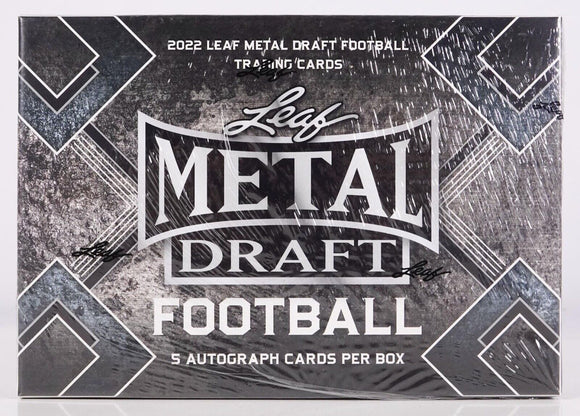 2022 Leaf Metal Draft Picks Football Hobby Box with 5 Autos