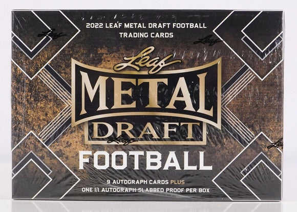 2022 Leaf Metal Draft Picks Football Jumbo Hobby Box with 9 Autos + 1/1 Auto