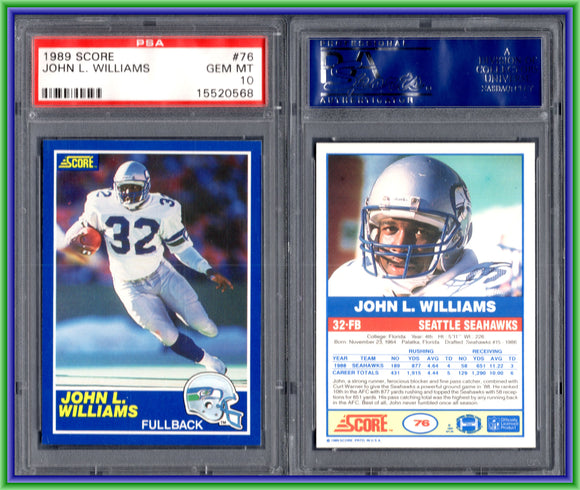PSA 10 1989 Score #76 John L. Williams Seattle Seahawks POP26 #11247