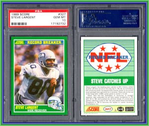 PSA 10 1989 Score #327 Steve Largent Record Breaker Seattle Seahawks #11248