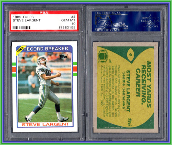 PSA 10 1989 Topps #4 Steve Largent Record Breaker Seattle Seahawks POP27 #11249