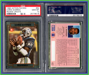 PSA 10 1990 Action Packed Rookie Update #62 Chris Warren RC Seahawks POP3 #11251