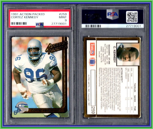 PSA 9 1991 Action Packed #259 Cortez Kennedy Seattle Seahawks POP1 #11254
