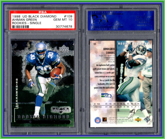 PSA 10 1998 Black Diamond Rookies #109 Ahman Green RC Seattle Seahawks POP9 #11260