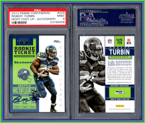 PSA 9 2012 Contenders Autograph #229B Robert Turbin RC SP /200 POP4 #11263