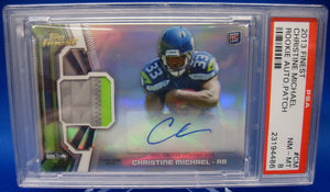 PSA 8 2013 Finest Rookie Patch Autograph Refractor Christine Michael RC Seahawks #11270