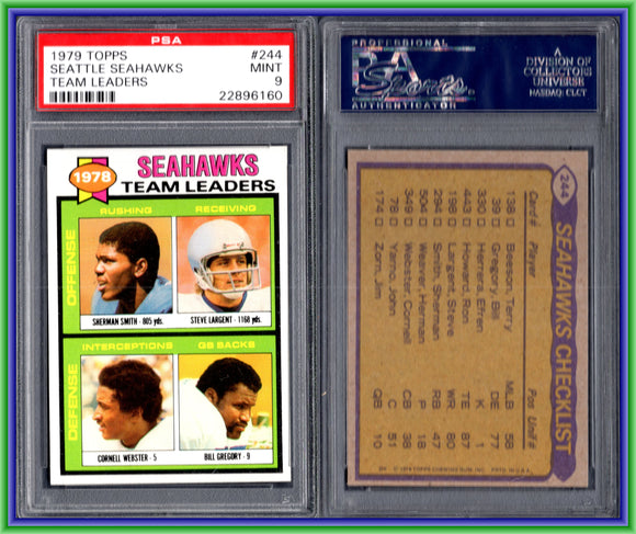 PSA 9 1979 Topps #244 Sherman Smith Steve Largent Cornell Webster Bill Gregory #11188