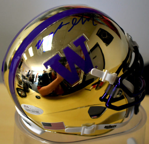 Myles Gaskin Signed UW Chrome Mirror Mini Helmet w/ JSA COA