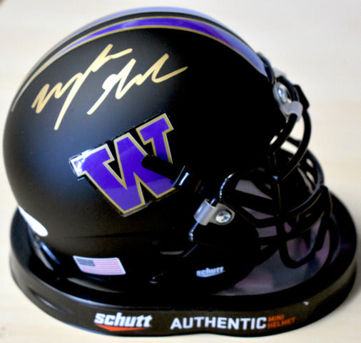 Myles Gaskin Signed UW Matte Black Mini Helmet w/ JSA COA