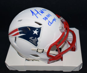 Jacob Hollister Signed Patriots Matte White Mini Helmet Super Bowl Champs Insc w/JSA COA