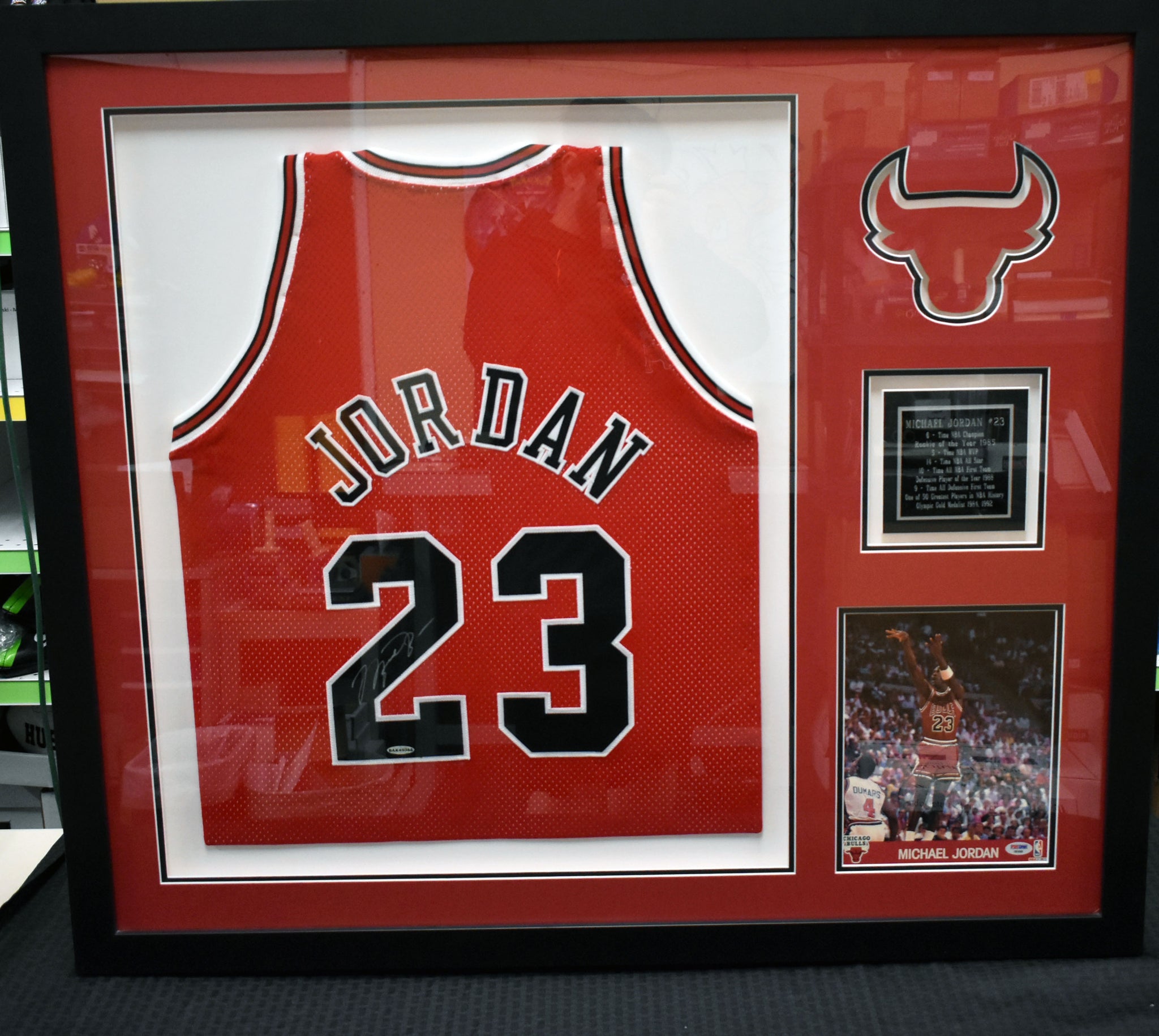 Michael Jordan Autographed Red Chicago Bulls Jersey - The