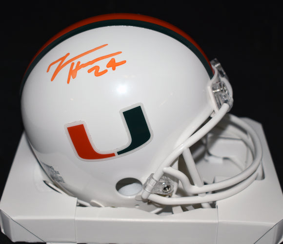 Travis Homer Signed University of Miami Mini Helmet