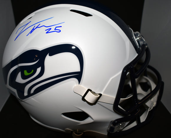 Travis Homer Signed White Full Sized Seahawks Replica Helmet