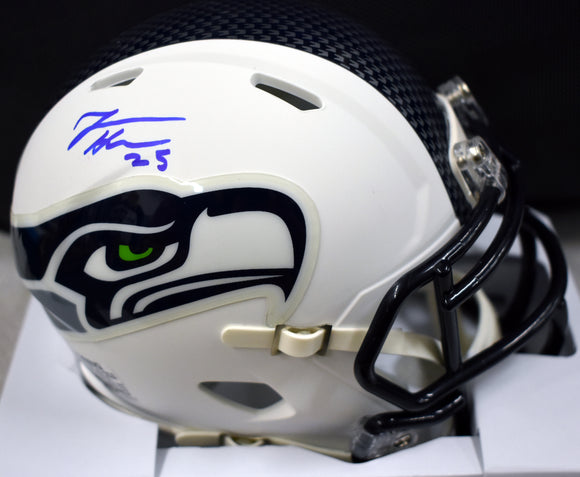 Travis Homer Signed Seahawks White Mini Helmet