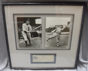 Ty Cobb Autographed Signed Check Mounted in Floating Frame w/ True View Glass. JSA LOA