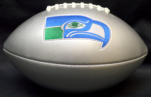 Seahawks Silver Football with Embroidered Retro Logo Unsigned