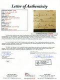 Ty Cobb Autographed Signed Check Mounted in Floating Frame w/ True View Glass. JSA LOA