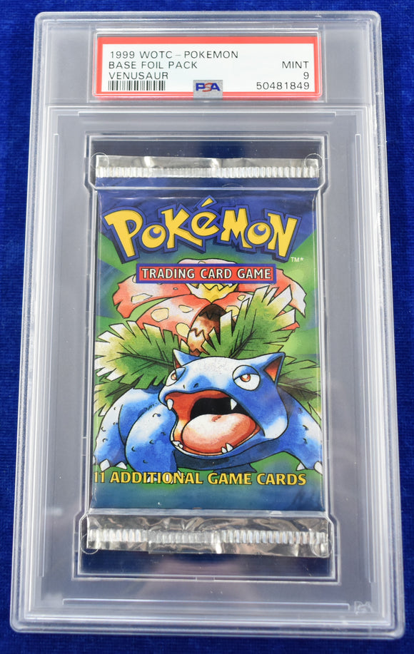 Pokemon PSA 9 1999 Base Set Booster Pack Unlimited Edition Venusaur Artwork