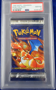 Pokemon PSA 10 1999 Base Set Booster Pack Unlimited Edition Charizard Artwork