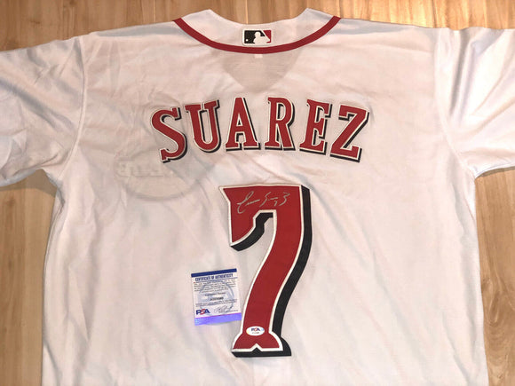 Eugenio Suarez Autographed Reds Jersey JSA COA