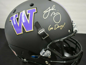 Jake Browning UW Huskies Signed Full Size Matte Black Helmet JSA COA