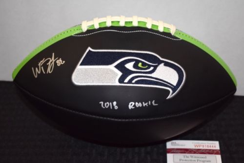 Will Dissly Seahawks Signed Black Logo Ball JSA Certified Autograph