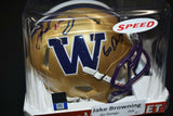 Jake Browning UW Huskies Signed Gold Football Mini Helmet "Go Dawgs!" Inscription JSA