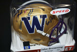 Jake Browning UW Huskies Signed Gold Football Mini Helmet "Go Dawgs!"  JSA COA