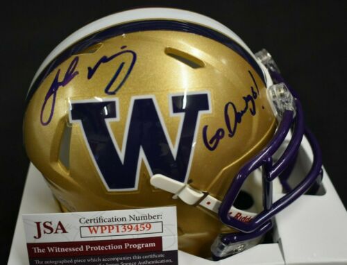 Jake Browning UW Huskies Signed Gold Football Mini Helmet 