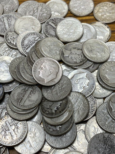 Silver Mercury and Roosevelt Dimes Lot $5.00 Face Value 1964 and Earlier