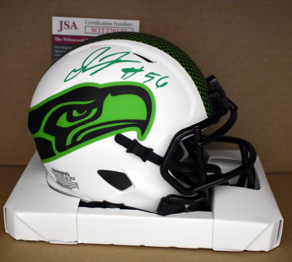 Jordyn Brooks Signed Seahawks White Lunar Eclipse Mini Helmet w/Green Ink JSA COA
