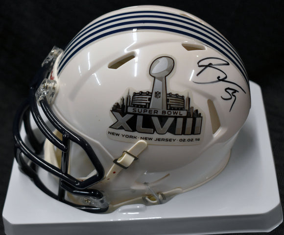 Bobby Wagner Seahawks Signed SB48 White Mini Helmet JSA/COA